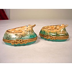 Limoges Hand-painted 2-piece Alligator Box Set