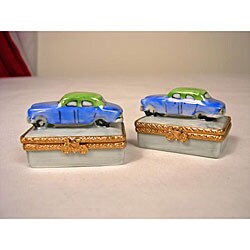 Limoges Hand-painted 2-piece Car Box Set