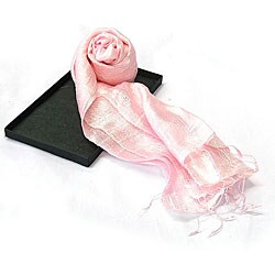 Hand-dyed Woven Soft Pink Thai Silk Scarf