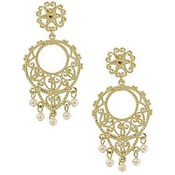 14k Goldtone Antique-inspired Pearl Earrings