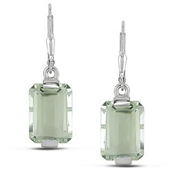 Sterling Silver Green Amethyst Leverback Earrings