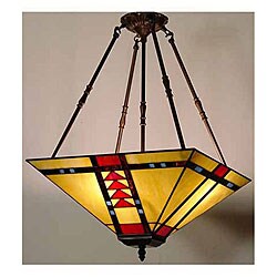 Tiffany-style Stained Glass Mission Chandelier Lamp