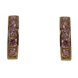 10k Gold Pink Cubic Zirconia Hoop Earrings