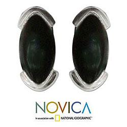 Sterling Silver Onyx 'Black Rice Seed' Earrings (Indonesia)