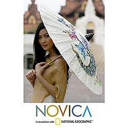 Saa Paper 'Peacock and Flowers' Parasol (Thailand)