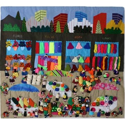 Applique 'Busy City Market' Wall Hanging (Peru)