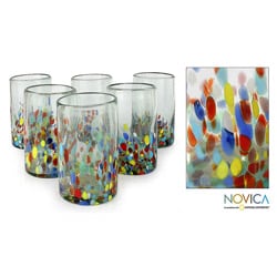 Set of 6 Blown Glass 'Confetti' Tumblers (Mexico)