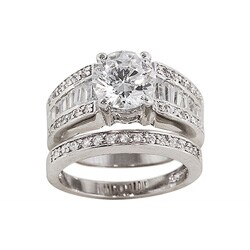 NEXTE Jewelry 14k White Goldplated CZ Fancy Bridal-style Rings Set
