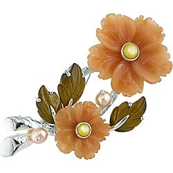 Sterling Silver Multi-gemstone Flower Brooch