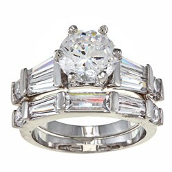 NEXTE Jewelry 14k White Goldplated CZ Pinnacle Bridal-style Rings Set