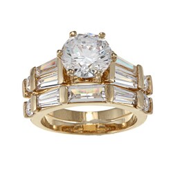 NEXTE Jewelry 14k Yellow Goldplated CZ Pinnacle Bridal-style Rings Set