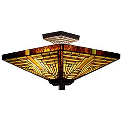 Tiffany-style Stained Glass Mission Ceiling Lamp