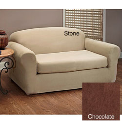 Stretch Microfiber Suede 2-piece Loveseat Slipcover