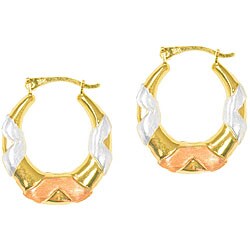 10k Tri-color Gold Hoop Earrings