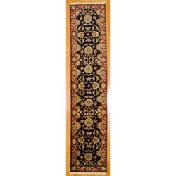 Indo Mahal Black/ Rust Wool Runner Rug (2'7 x 12'2)