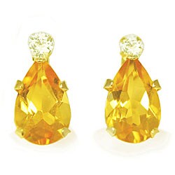 10k Gold Citrine and  CZ Earrings