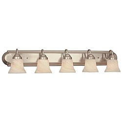 Brushed Nickel 5-light Vanity with Alabaster Glass