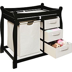 Black Changing Table with Hamper and Three Baskets