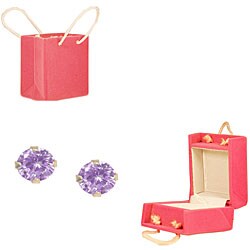 14k White Gold Lavender Cubic Zirconia Earrings