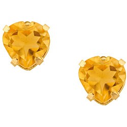 10k Gold Citrine Heart Earrings