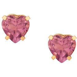 10k Gold Amethyst Heart Earrings