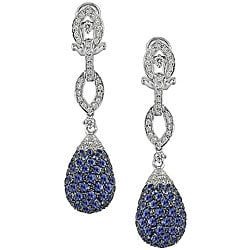 18k Gold 1ct TDW Diamond and Sapphire Earrings (G-H-I, SI)