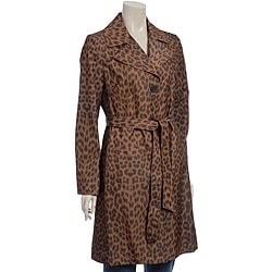 Via Spiga Women's Belted Leopard Print Trench Coat