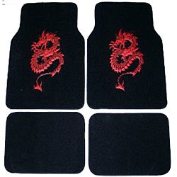 Red Dragon Front and Rear Carpet Car Floor Mats