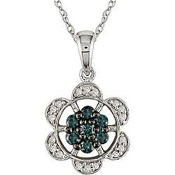 10k Gold 1/4ct TDW Blue and White Diamond Necklace