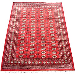 Pakistani Bokhara Red Rug (6' x 9')