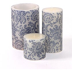 Royale Blue Damask Imageglow Candle Trio