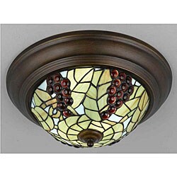 Tiffany-style Inlaid Grape Jewel Flush Mount Light