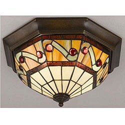 Tiffany-style Bronze Finish Flush Mount