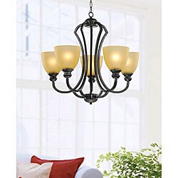Antique Black Iron 5-light Chandelier