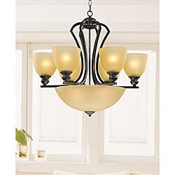 Antique Black Iron 9-light Chandelier