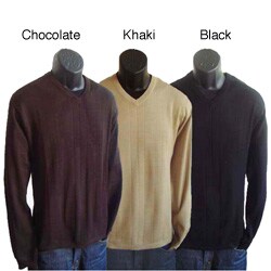 Anthology Men's Silk/ Cotton Grid V-neck Sweater