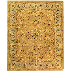 Handmade Classic Heirloom Beige Wool Rug (5' x 8')