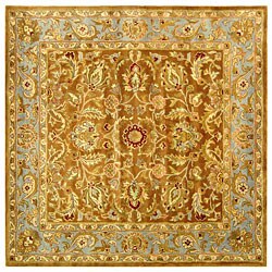 Handmade Heritage Shahi Brown/ Blue Wool Rug (6' Square)