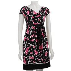 London Times Women's Cap-sleeve Cowl-neck Dress