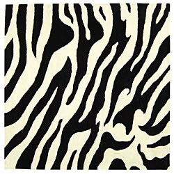 Handmade Soho Zebra Wave White/ Black New Zealand Wool Rug (8' Square)