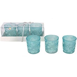 Flocked Blue Tealight Votives (Set of 6)