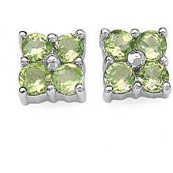 Silver Peridot Stud Earrings