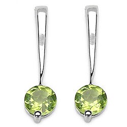 Sterling Silver Genuine Peridot Round-cut Earrings