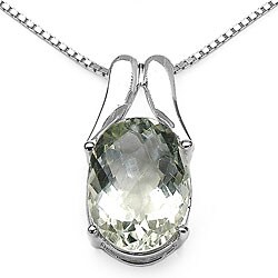 Sterling Silver Green Amethyst Necklace