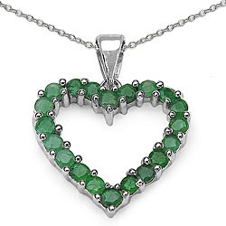 Sterling Silver Emerald Open Heart Necklace