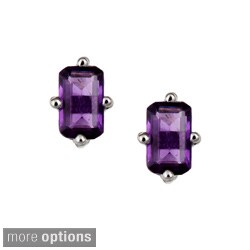 Sterling SIlver Amethyst Octagon Earrings