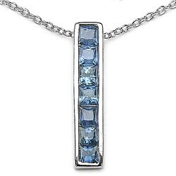 Sterling Silver Blue Sapphire Stick Necklace