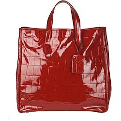 Yves Saint Laurent 'Raspail' Large Red Croc Tote 