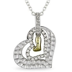 Silver and 10k Gold 1/4ct TDW Heart Necklace (J-K, I3)