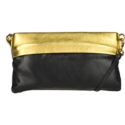 Prada Gold/ Black Metallic Leather Shoulder Bag
